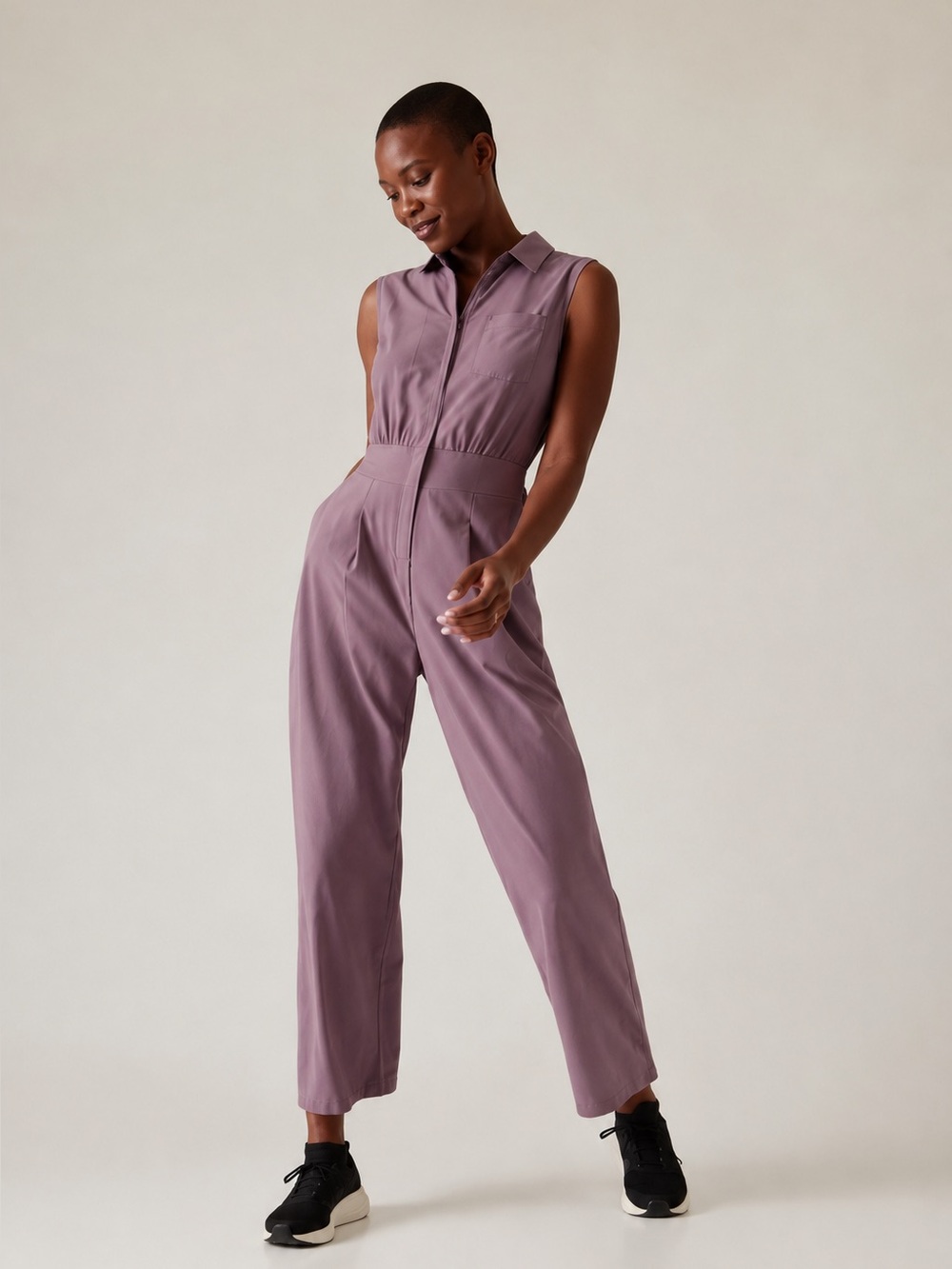 Athleta Brooklyn Heights Wide Leg Jumpsuit Damask Mauve 2 Petite